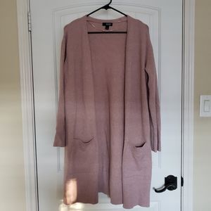 Dusty Rose Pink Open Faced Long Duster Kimono Style Cardigan Sweater A.N.A.